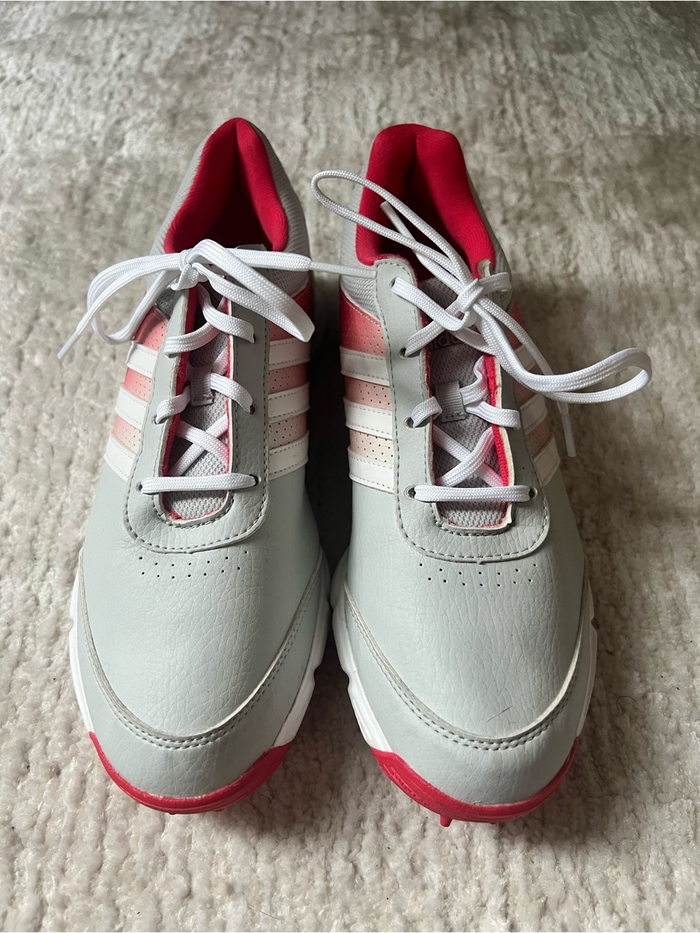 adidas Women’s Athletic Sneakers in Light Gray and Bright Pink